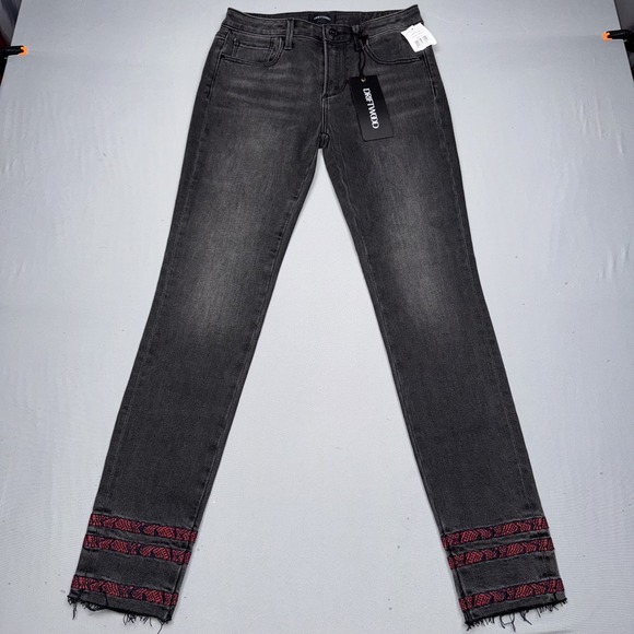 NWT Driftwood Jackie Women's Embroidered Snakeskin Black Denim Jeans Size 25 - Picture 2 of 9